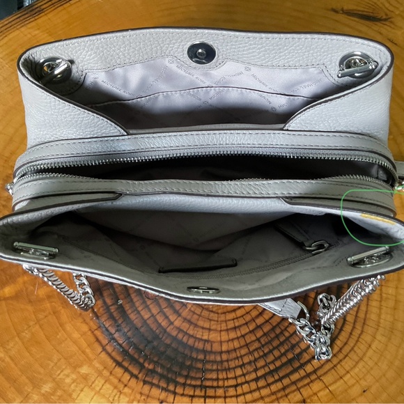 Michael Kors Jet Set Chain Messenger Shoulder Bag Gray Pebbled - Picture 13 of 16